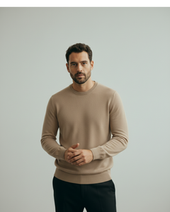 Maglia girocollo in lana Merino color Naturale
