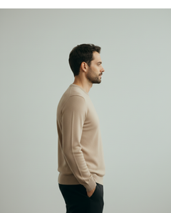 Maglia girocollo in lana Merino color Naturale
