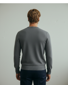 Maglia girocollo in lana Merino color Grigio