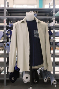 T-Shirt Blu tessuto tecnico taschino fantasia damascato blu